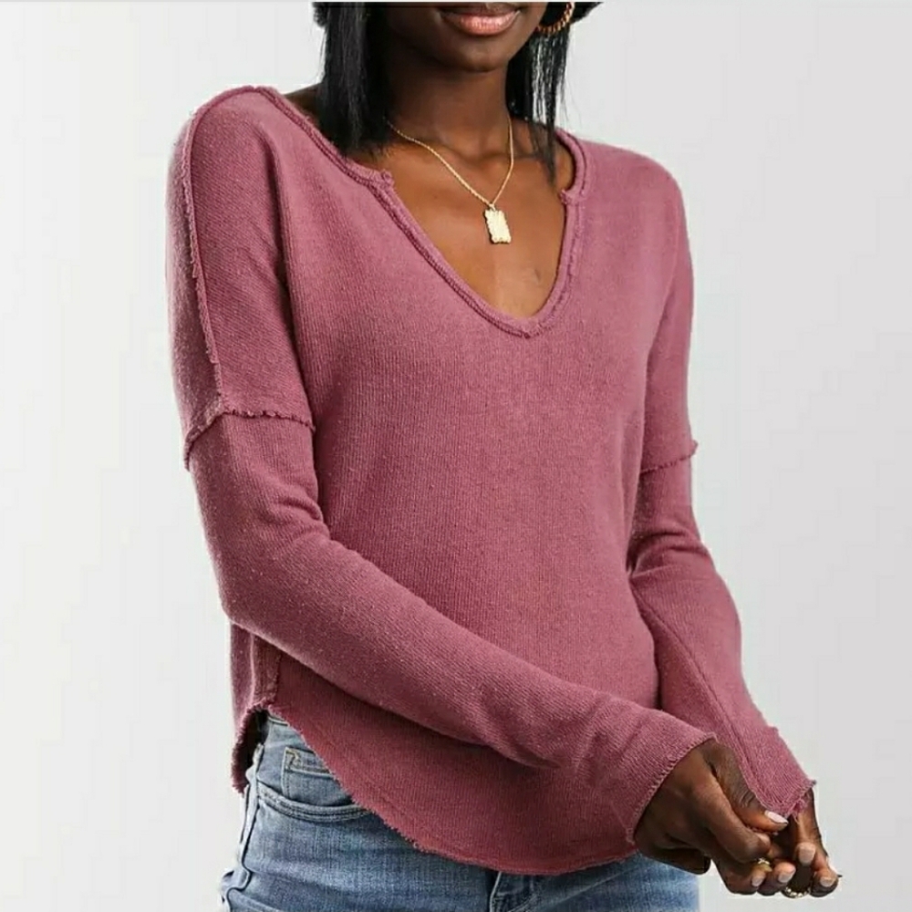 Free People Come & Get It Solid V-Neck Top